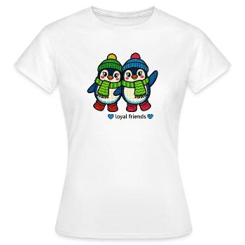 Zwei Pinguine – treue Winterfreunde - Frauen T-Shirt - Weiß - Vorne - AI Model Female 172 dark (172cm)