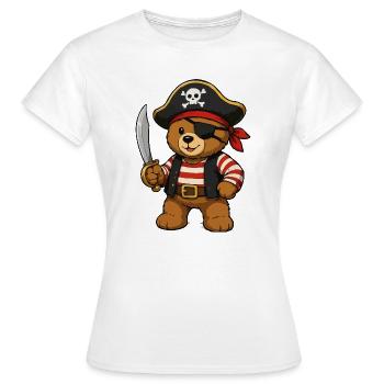Ours pirate avec un sabre - T-shirt Femme - blanc - Devant - AI Model Female 172 dark (172cm)