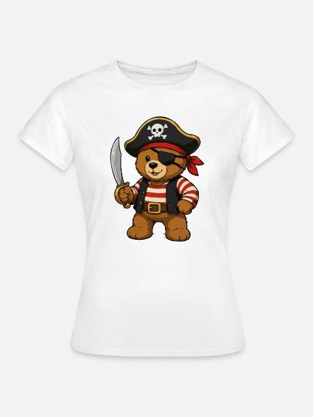 Piratenbär mit Säbel - Frauen T-Shirt - Weiß