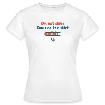 On Est Deux Dans Ce Tee Shirt Grossesse - T-shirt Femme - blanc - Devant - AI Model Female 172 dark (172cm)