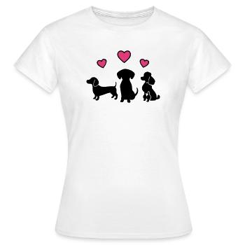 Drei Hunde Dackel Herzen Hundemama Gassi - Frauen T-Shirt - Weiß - Vorne - AI Model Female 172 dark (172cm)