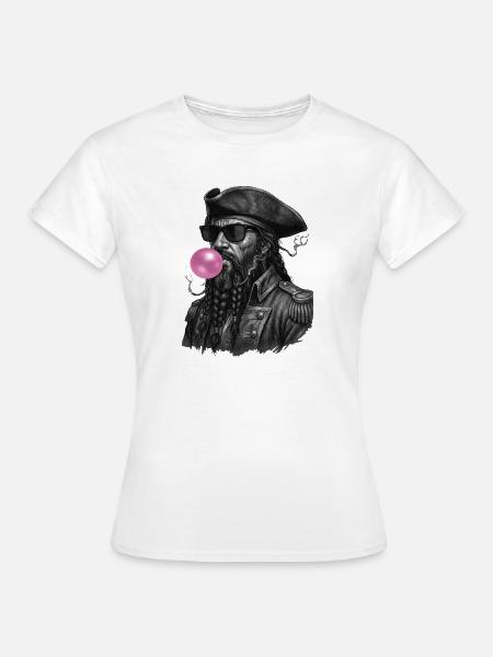 Schwarzbart mit Kaugummiblase - Frauen T-Shirt - Weiß