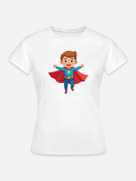 Kleiner Junge als Superheld – Starke Comic-Figur - Frauen T-Shirt - Weiß