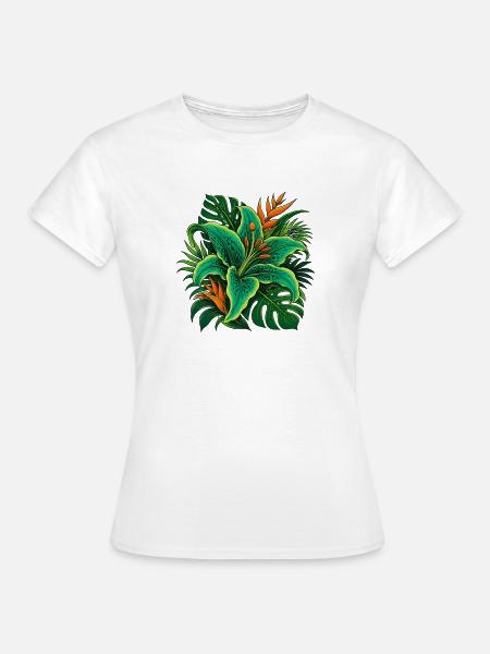 Tropische Blattpracht - Frauen T-Shirt - Weiß