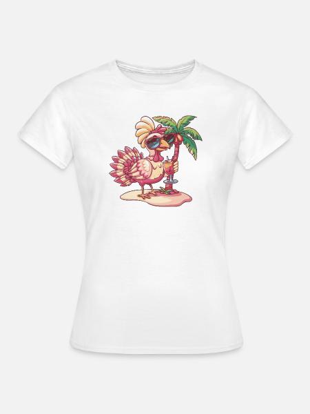 Truthahn Sommer Palme - Frauen T-Shirt - Weiß