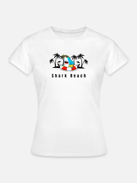 Schwimmender Hai am Rettungsring - Frauen T-Shirt - Weiß