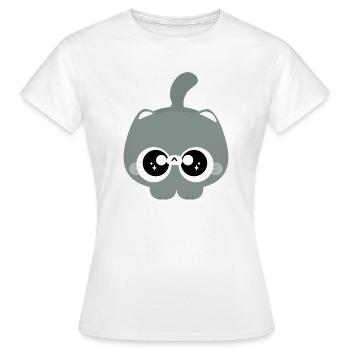 Chat Gris aux yeux vitreux - T-shirt Femme - blanc - Devant - AI Model Female 172 dark (172cm)