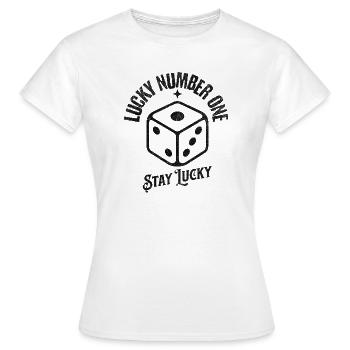 Numéro Chanceux, Restez Chanceux - Chance & Bonne Fortune - T-shirt Femme - blanc - Devant - AI Model Female 172 dark (172cm)