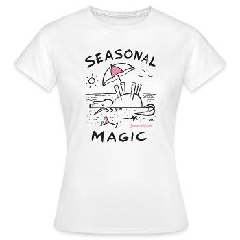 Dead Unicorn: Saisonale Magie am Strand - Frauen T-Shirt - Weiß - Vorne - AI Model Female 172 dark (172cm)
