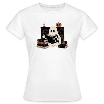 Halloween Geist Bücher Lesen - Frauen T-Shirt - Weiß - Vorne - AI Model Female 172 dark (172cm)