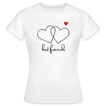 Silhouette noire avec un cœur rouge I Meilleurs amis - T-shirt Femme - blanc - Devant - AI Model Female 172 dark (172cm)