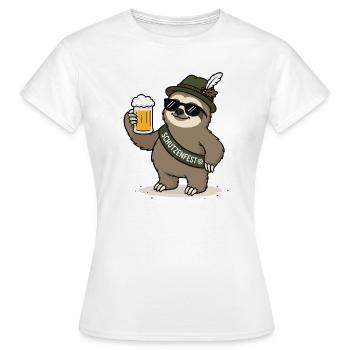 Schützenfest Faultier mit Bier - Frauen T-Shirt - Weiß - Vorne - AI Model Female 172 dark (172cm)