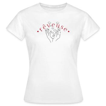 Dreamer in Curved Red - Women's T-Shirt - white - Front - AI Model Female 172 dark (172cm)