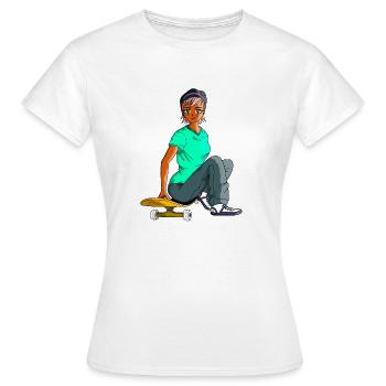 Patineur - T-shirt Femme - blanc - Devant - AI Model Female 172 dark (172cm)