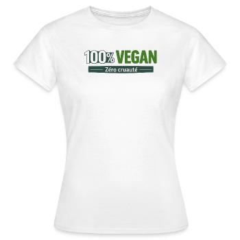 100% Vegan Zéro Cruauté - T-shirt Femme - blanc - Devant - AI Model Female 172 dark (172cm)