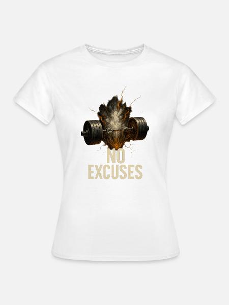 No Excuses Powerlifting Flame - Frauen T-Shirt - Weiß
