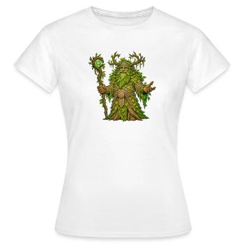 Druide de la Forêt Sage avec Bâton Magique — Art Fantastique - T-shirt Femme - blanc - Devant - AI Model Female 172 dark (172cm)