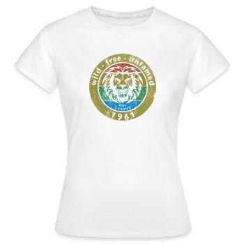 65. Geburtstag Wild, free & untamed since 08/1961 - Frauen T-Shirt - Weiß - Vorne - AI Model Female 172 dark (172cm)