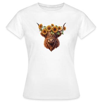 Sonnenblumen-Kopfkuh - Frauen T-Shirt - Weiß - Vorne - AI Model Female 172 dark (172cm)