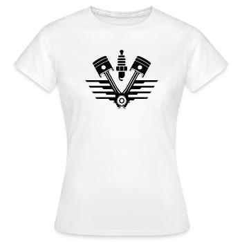 Motor Kolben Werkstatt Symbol - Frauen T-Shirt - Weiß - Vorne - AI Model Female 172 dark (172cm)