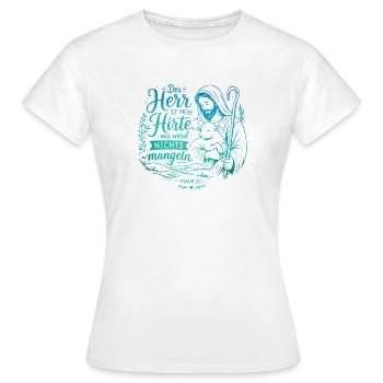 Der Herr ist mein Hirte Psalm 23 - Frauen T-Shirt - Weiß - Vorne - AI Model Female 172 dark (172cm)
