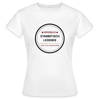Stammtisch Legende – Offizielles Abzeichen - Frauen T-Shirt - Weiß - Vorne - AI Model Female 172 dark (172cm)