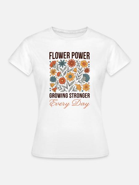 Flower Power Retro - Frauen T-Shirt - Weiß
