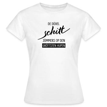 De Duevel Schitt Juempers Shirt - Frauen T-Shirt - Weiß - Vorne - AI Model Female 172 dark (172cm)