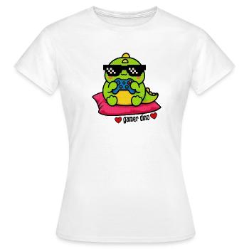 Gamer Dino with Game Controller - Women's T-Shirt - white - Front - AI Model Female 172 dark (172cm)