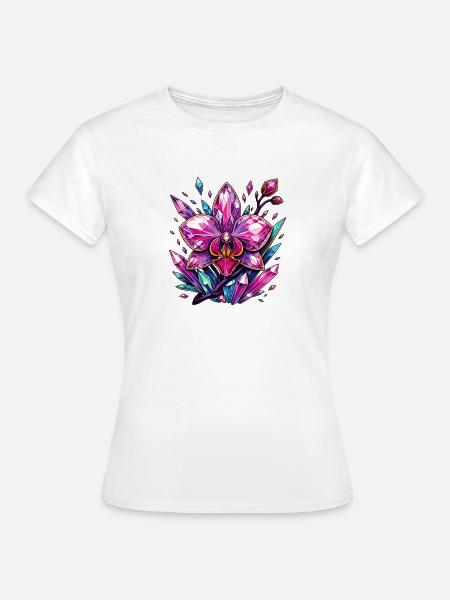 Kristallorchidee Pink - Frauen T-Shirt - Weiß