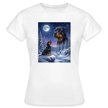 Hurlant au Rottweiler Chien Mème de la Lune - T-shirt Femme - blanc - Devant - AI Model Female 172 dark (172cm)