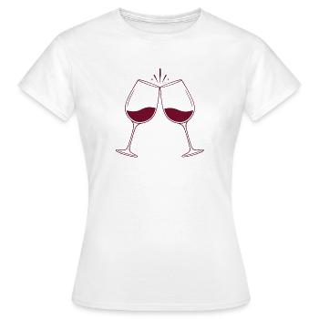 Anstoßen: Zwei Weingläser - Frauen T-Shirt - Weiß - Vorne - AI Model Female 172 dark (172cm)