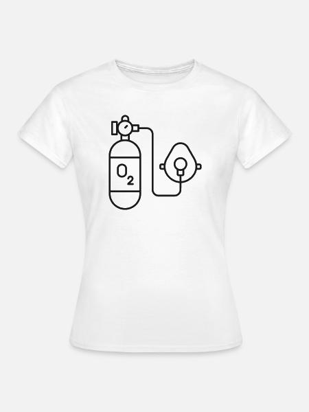 Sauerstoffflasche und Maskensymbol - Frauen T-Shirt - Weiß