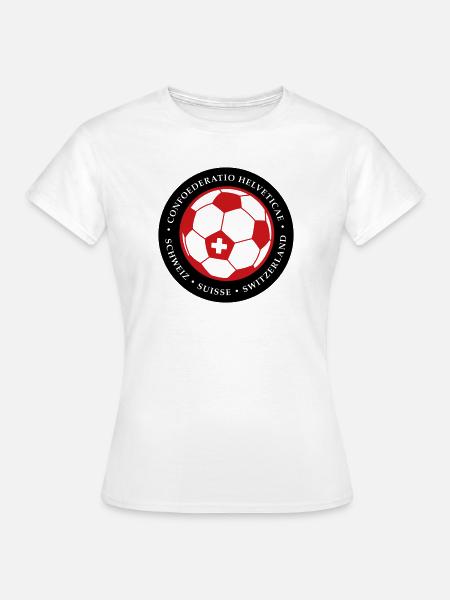 Schweizer Fußballkugel Rot Schwarz - Frauen T-Shirt - Weiß
