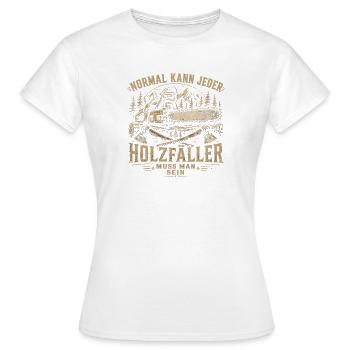 Holzfäller Motiv mit Kettensäge - Frauen T-Shirt - Weiß - Vorne - AI Model Female 172 dark (172cm)