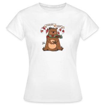Frohes Fest Bär mit Zuckerstange - Frauen T-Shirt - Weiß - Vorne - AI Model Female 172 dark (172cm)