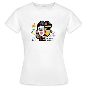 In Two Minds Farbenfrohes abstraktes Porträt - Frauen T-Shirt - Weiß - Vorne - AI Model Female 172 dark (172cm)