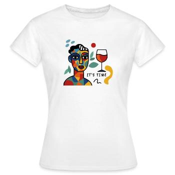 It's Time Wein Stimmung Abstraktes Porträt - Frauen T-Shirt - Weiß - Vorne - AI Model Female 172 dark (172cm)