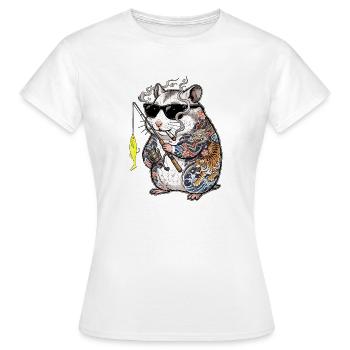 Pêcheur Hamster Fumeur - T-shirt Femme - blanc - Devant - AI Model Female 172 dark (172cm)