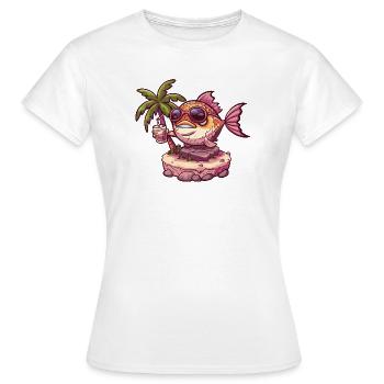 Vacances d’été du poisson piranha - T-shirt Femme - blanc - Devant - AI Model Female 172 dark (172cm)