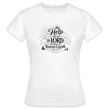 Lettrage du Psaume 121 - T-shirt Femme - blanc - Devant - AI Model Female 172 dark (172cm)