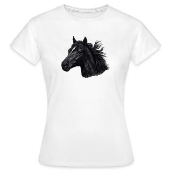 Portrait du cheval noir - T-shirt Femme - blanc - Devant - AI Model Female 172 dark (172cm)