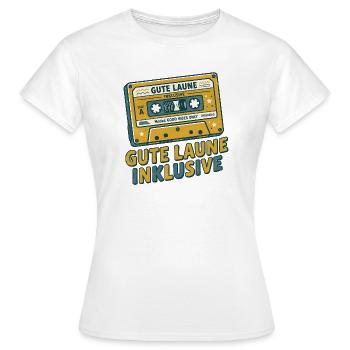 Vintage Musikkassette – Gute Laune inklusive - Frauen T-Shirt - Weiß - Vorne - AI Model Female 172 dark (172cm)