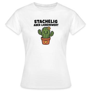 Stachelig aber liebenswert – Kaktus im Topf - Frauen T-Shirt - Weiß - Vorne - AI Model Female 172 dark (172cm)