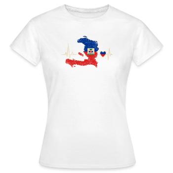 Drapeau du battement de cœur d’Haïti - T-shirt Femme - blanc - Devant - AI Model Female 172 dark (172cm)