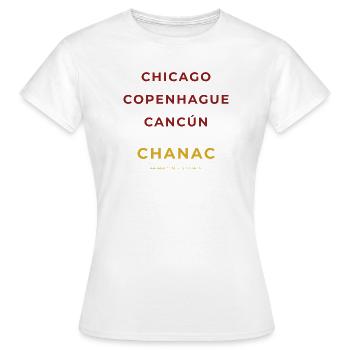 Chanac Lozère - Chicago - Copenhague - Cancùn - T-shirt Femme - blanc - Devant - AI Model Female 172 dark (172cm)