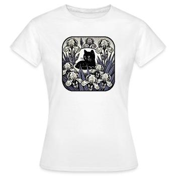 Nocturne Cat dans Iris Moon - T-shirt Femme - blanc - Devant - AI Model Female 172 dark (172cm)