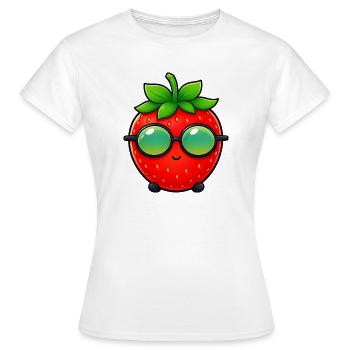 Été de dessins animés fraise avec lunettes de soleil - T-shirt Femme - blanc - Devant - AI Model Female 172 dark (172cm)