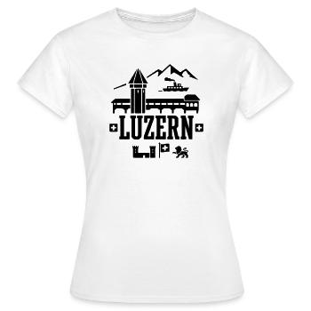 Lucerne Landmark – Chapel Bridge & Water Tower - Women's T-Shirt - white - Front - AI Model Female 172 dark (172cm)