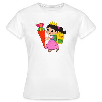 Kawaii Princess with Crown & School Cone – School - Women's T-Shirt - white - Front - AI Model Female 172 dark (172cm)